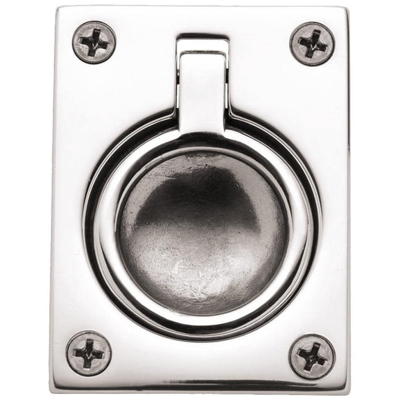 Baldwin 0394055 Flush Ring Pull, Lifetime Bright Nickel