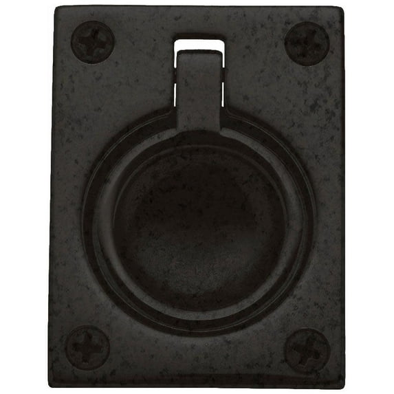 Baldwin 0394402 1.875 x 2.5 in. Flush Ring Pull, Distressed Oil-Rubbed Bronze