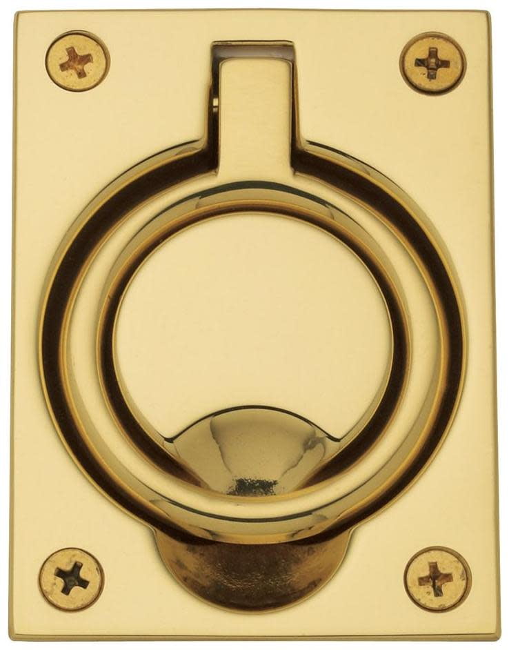 Baldwin 0395031 Flush Ring Pull, Unlacquered Bright Brass