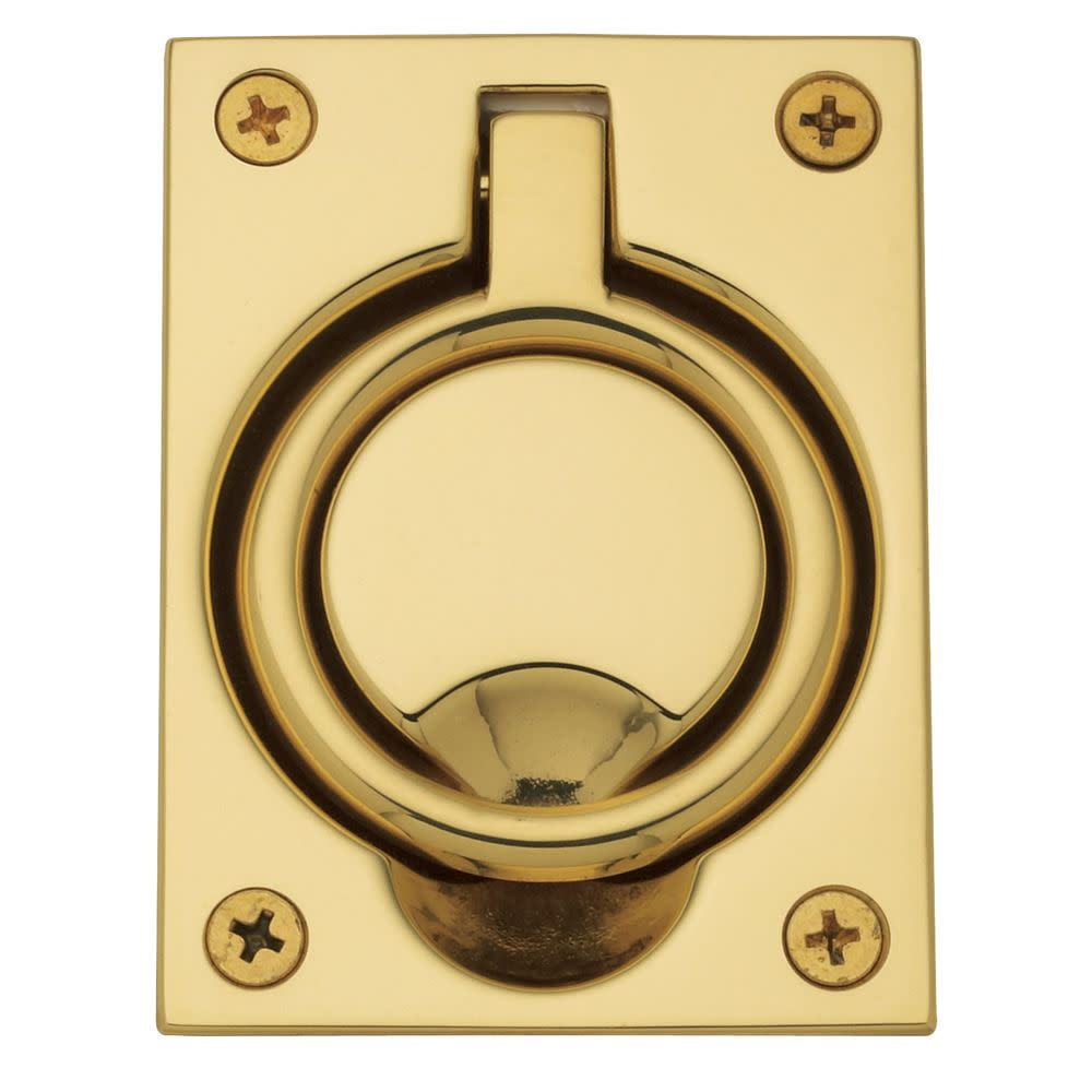 Unlacquered Brass Recessed Ring Pull with Mounting Hardware