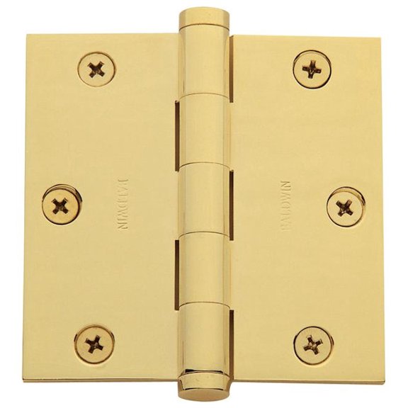 Baldwin 1035033I 3.5 x 3.5 in. Square Corner Hinge, Polished Brass