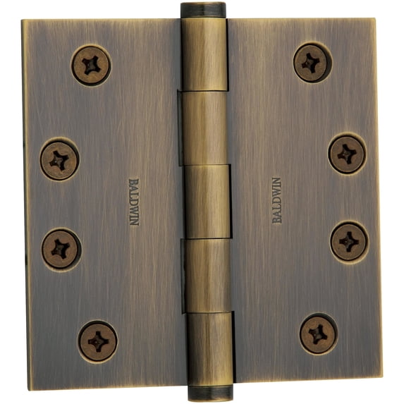 Baldwin 1040050I 4 x 4 in. Square Corner Hinge, Satin Brass & Black