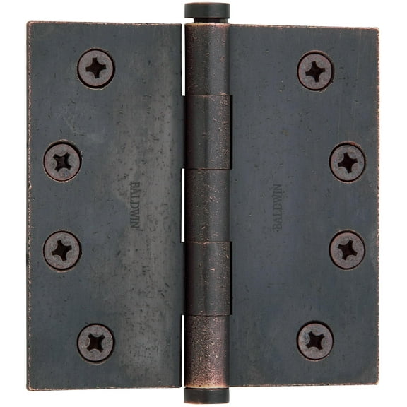 Baldwin 1040402I 4 x 4 in. Square Mortise Hinge, Distressed Oil Rubbed Bronze