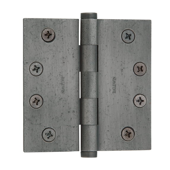 Baldwin 1040452I 4 x 4 in. Square Mortise Hinge, Distressed Antique Nickel