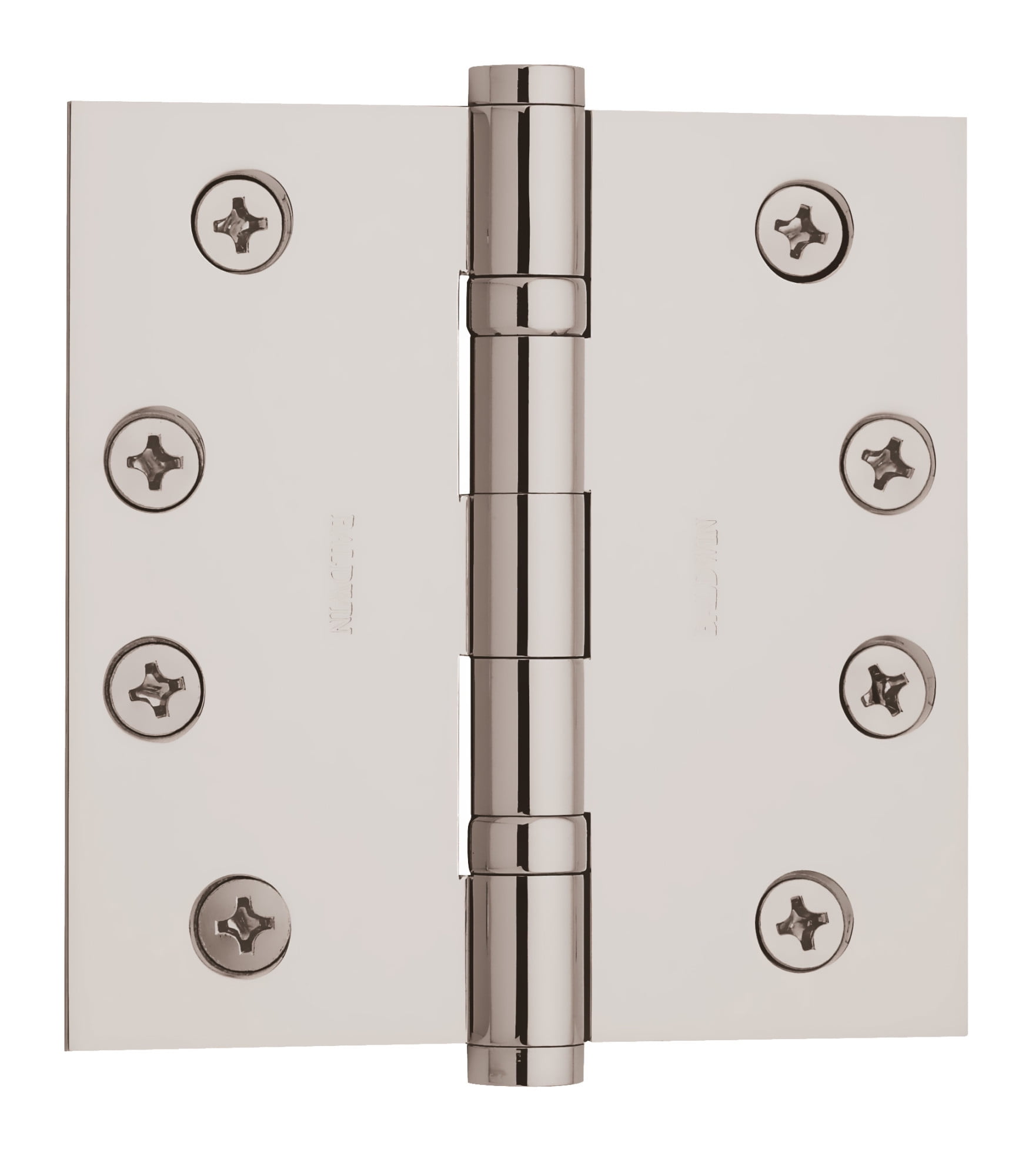 4" x 4" Polished Nickel Solid Brass Square Corner Ball Bearing Mortise Hinge