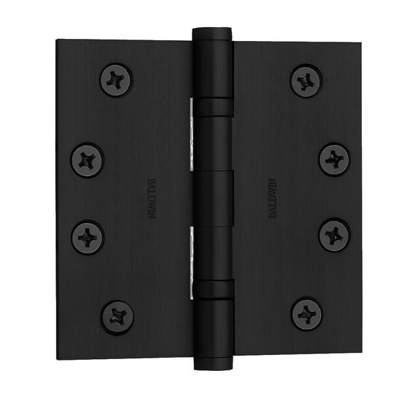 Baldwin 1041.Inrp 4" X 4" Solid Brass Square Corner Ball Bearing Mortise Hinge - Black