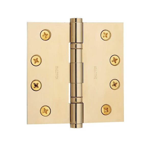 Baldwin 1041.Inrp 4" X 4" Solid Brass Square Corner Ball Bearing Mortise Hinge - Brass