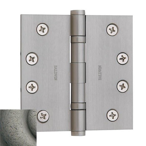 Baldwin 1041452INRP 4 x 4 in. Ball Bearing Hinge Non-Removable Pin, Distressed Antique Nickel