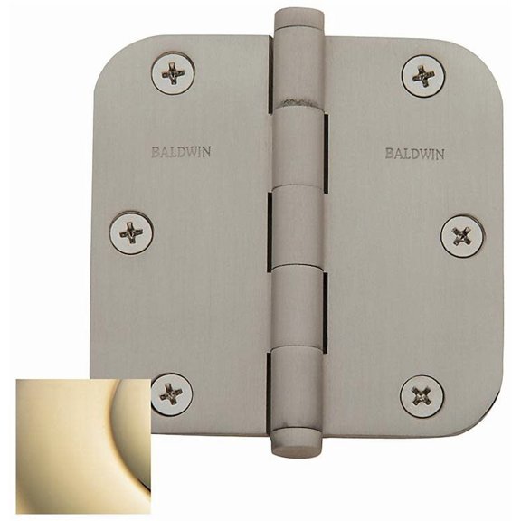 Baldwin 1135003I 3.5 x 3.5 in. Corner Hinge 0.625 in. Radius, Brass