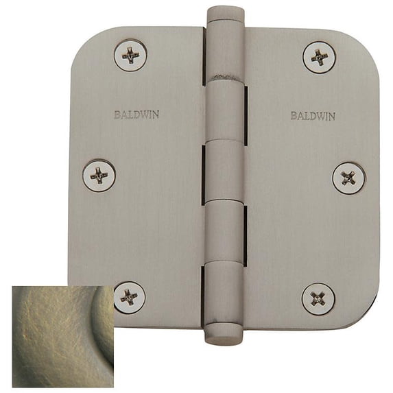 Baldwin 1135050I 3.5 x 3.5 in. Radius Corner Hinge, Satin Brass & Black