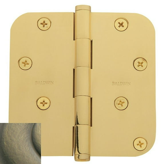 Baldwin 1140050I 0.62 in. Radius Mortise Corner Hinge, Satin Brass & Black - 4 x 4 in.