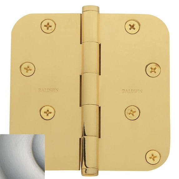 Baldwin 1140056I 0.625 in. Radius Corner Hinge, Satin Nickel with
