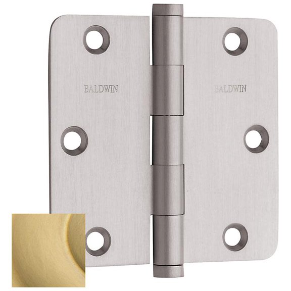 Baldwin 1435.I 3.5 X 3.5 Solid Brass 1/4 Radius Corner Plain Bearing Mortise Hinge -