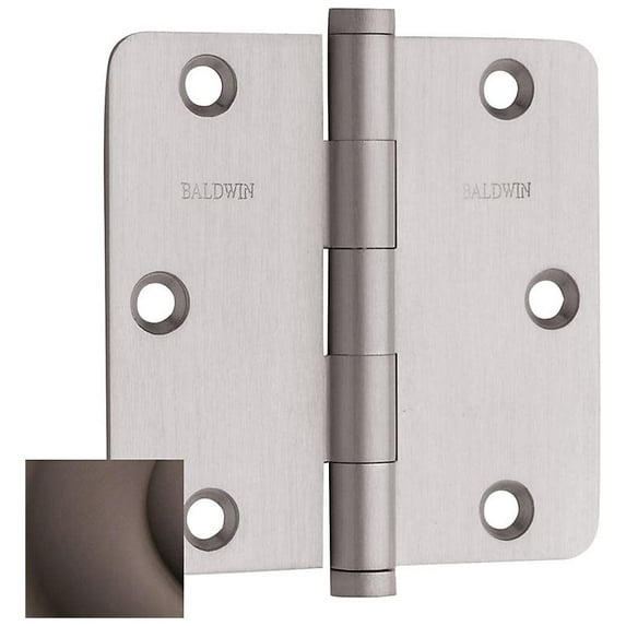 Baldwin 1435.I 3.5" X 3.5" Solid Brass 1/4" Radius Corner Plain Bearing Mortise Hinge -