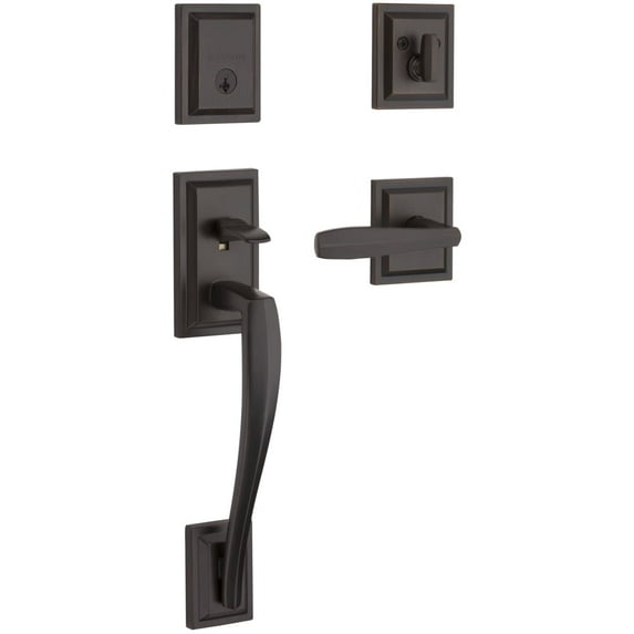 BALDWIN Torrey Pines Venetian Bronze Low Profile Single Cylinder Entry Door Handleset w/ Torrey Door Handle ft SmartKey Security
