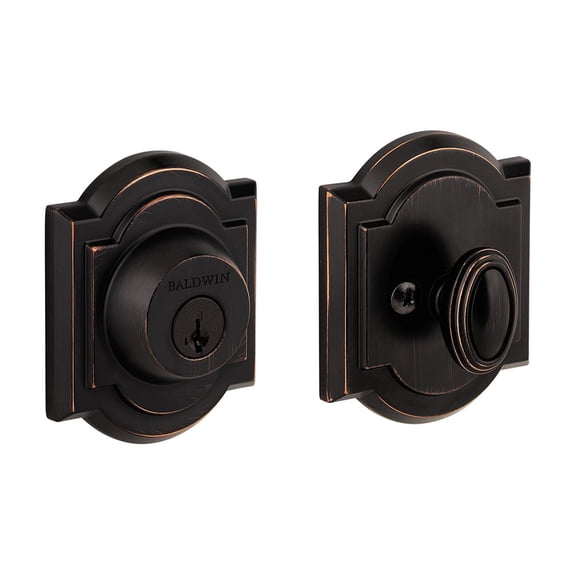 Baldwin 380 Arched Single Cylinder Deadbolt Featuring SmartKey in Venetian Bronze