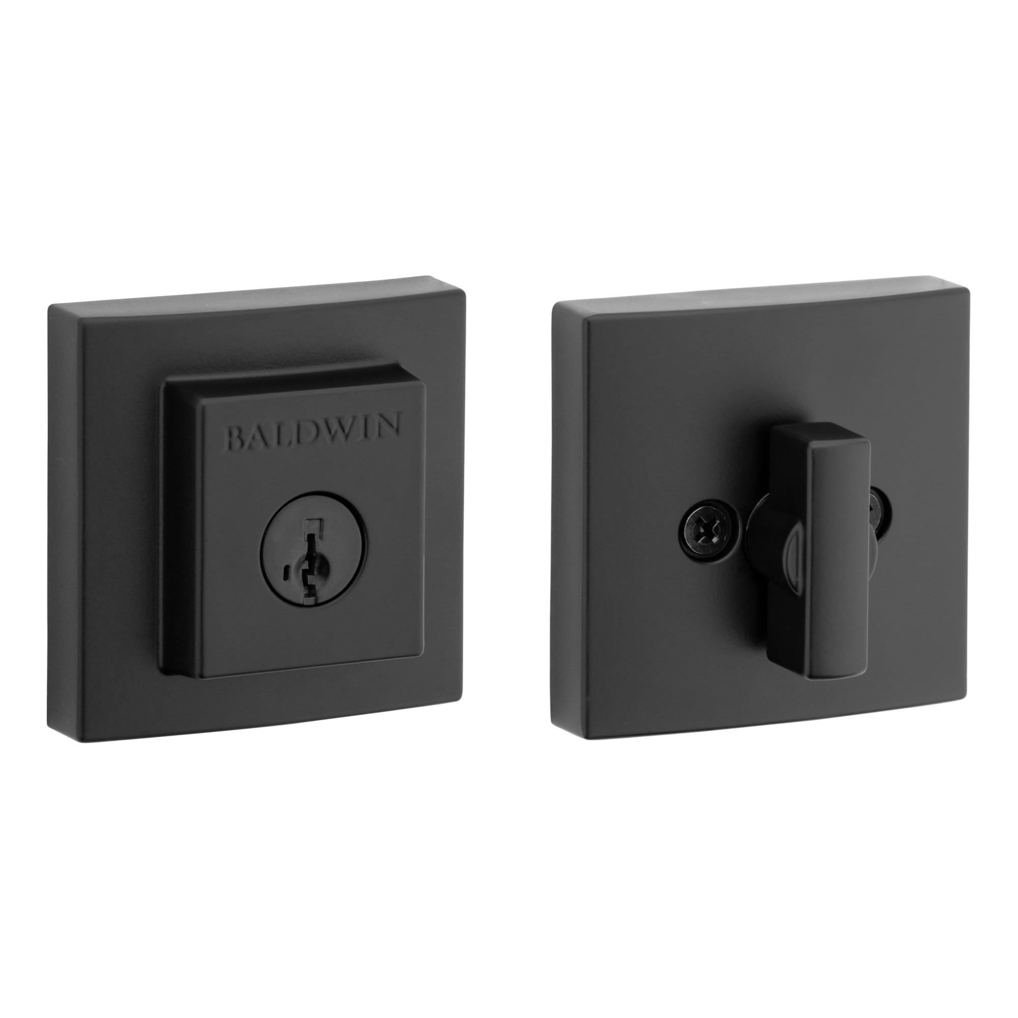 Matte Black Modern Square Single Cylinder Deadbolt