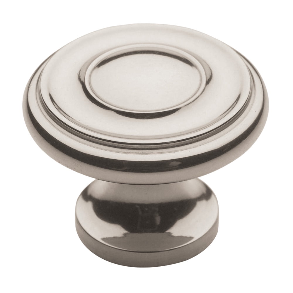Polished Nickel Round Traditional Cabinet Knob with Mounting Hardware