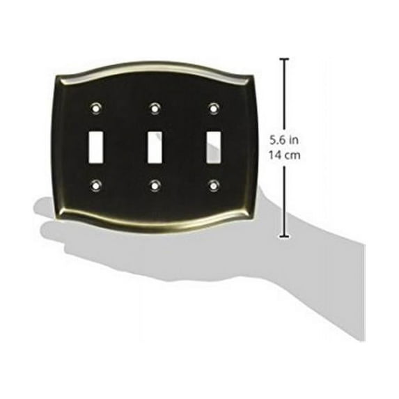 Baldwin 4780050 Triple Toggle Colonial Switch Plate - Antique Brass