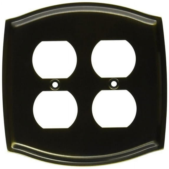 Baldwin 4781050 Double Outlet Colonial Switch Plate - Antique Brass