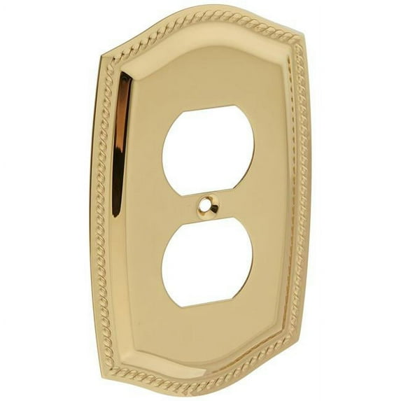 Baldwin 4789030 Rope Design Double Outlet Solid Brass Switchplate, Polished Brass