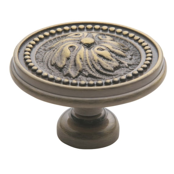 Baldwin 4931050 1.5 in. dia. Satin Brass & Black ornamental Cabinet Knob
