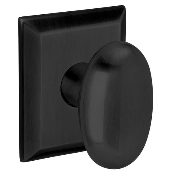 Baldwin 5024.MR Pair of Oval Estate Door Knobs Without Rosettes, Satin Black