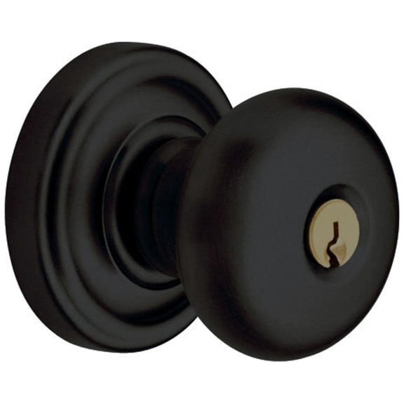 Baldwin 5206190ENTR Keyed Entry Door Knob Set with Classic Rosette, Satin Black