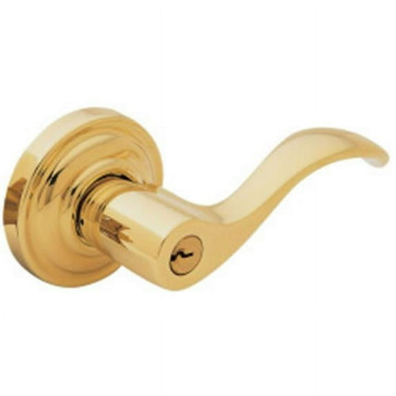 Baldwin 5255031RENT Keyed Entry Wave Style Right Hand Keyed Entry Door Lever Set, Non - Lacquered Brass