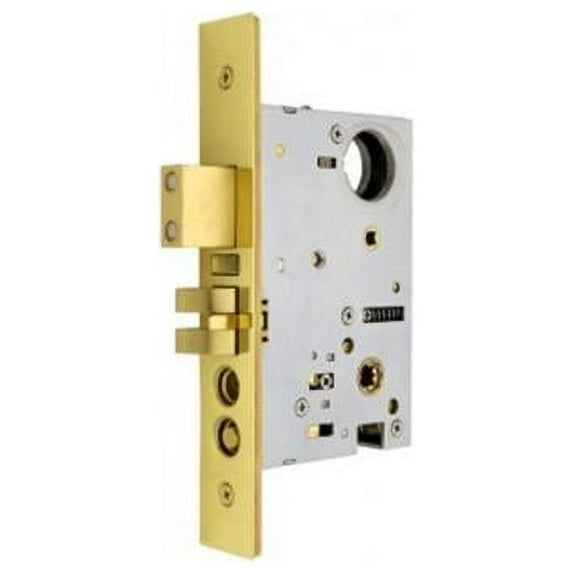 Baldwin 6075050L Left Handed Entrance, Emergency Egress Mortise Lock with 2.75 in. Backset - Satin Brass & Black