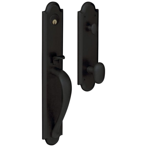 Baldwin 6402190ENTR Boulder Full Escutcheon Single Cylinder Handleset - Black