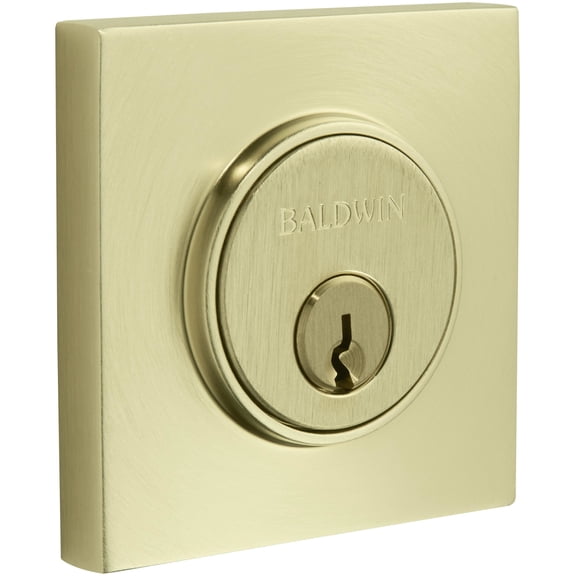Baldwin 8220044 Contemporary Square Single Cylinder Deadbolt - Brass