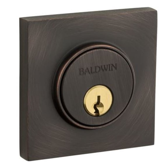 Baldwin 8220112 Contemporary Square Single Cylinder Deadbolt - Venetian Bronze