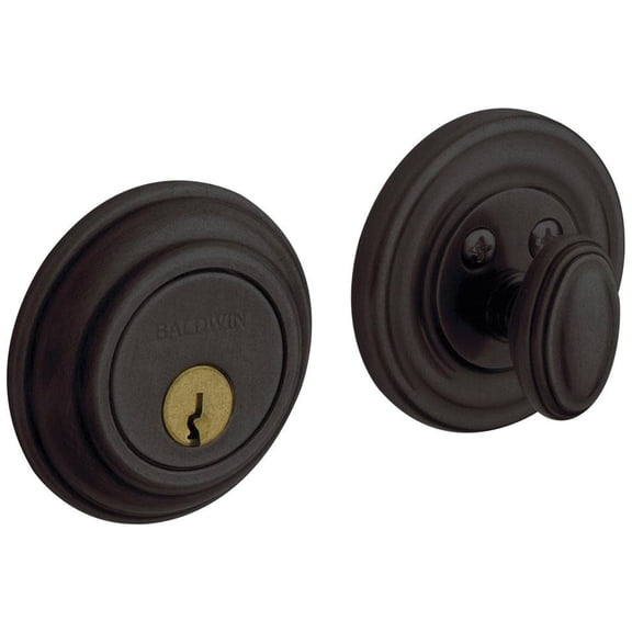 Baldwin Estate 8231.402 Low Profile Traditional Single Cylinder Deadbolt in Distressed Oil Rubbed Bronze