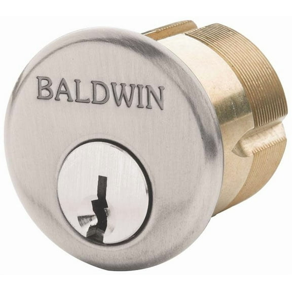 Baldwin 8321056 1 in. Mortise Cylinder C Keyway, Lifetime Satin Nickel