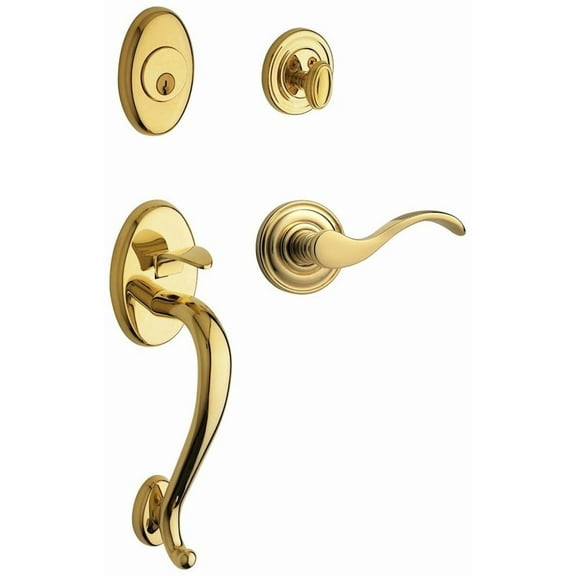 Baldwin 85315.003.RENT Logan Sectional Trim Right Hand Handleset with Wave Lever, Polished Brass