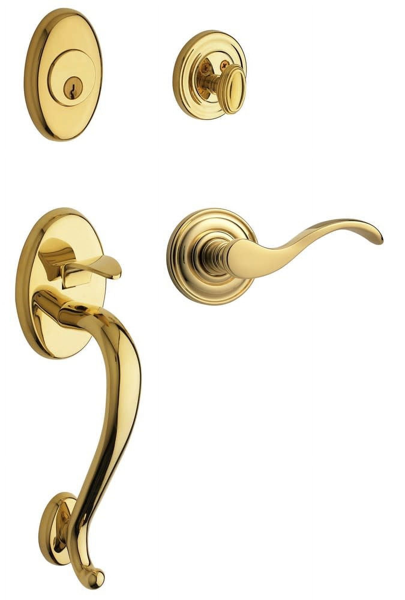 Logan Polished Brass Single Cylinder Handleset with Wave Lever