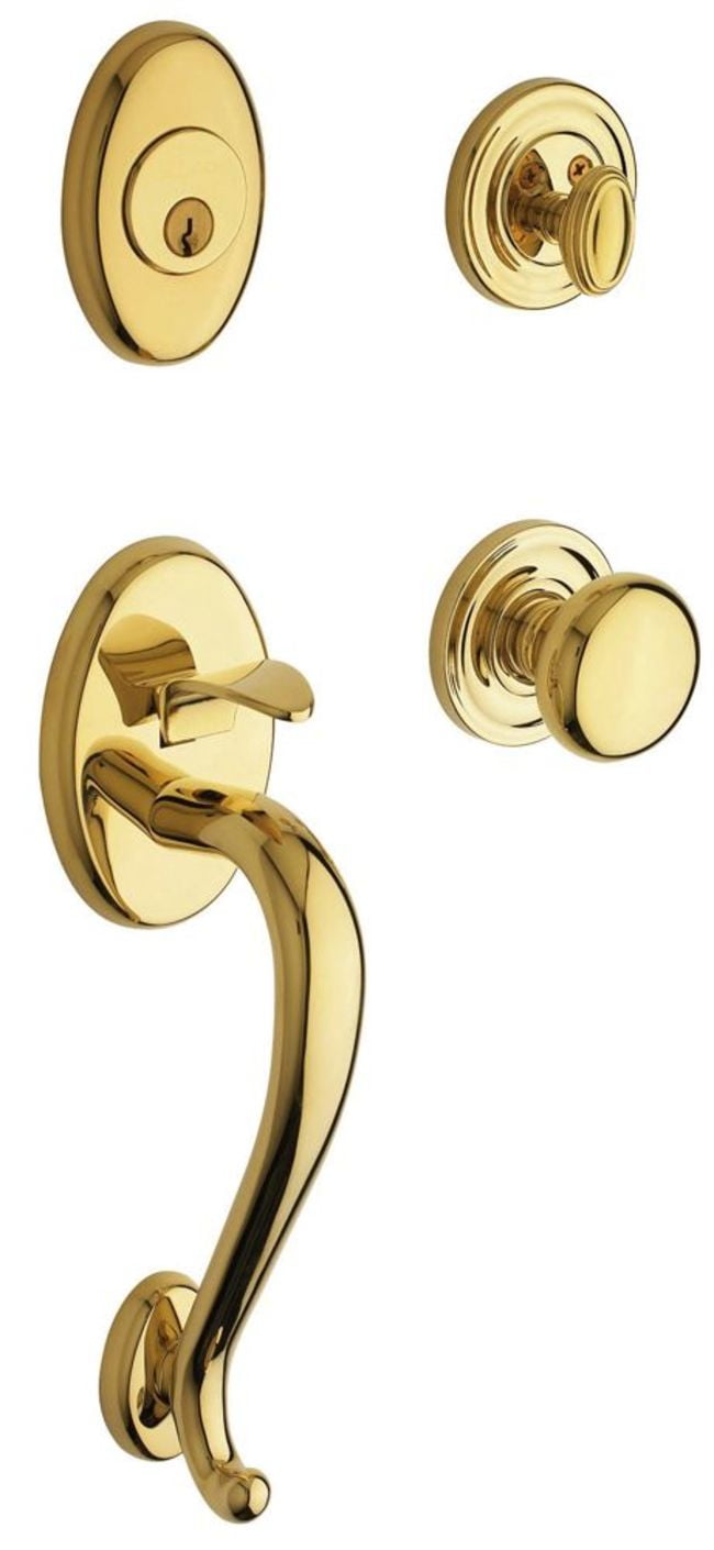 Unlacquered Brass Single Cylinder Entrance Door Handle Set