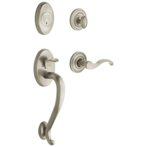 Baldwin 85315056LENT Estate Logan Single Cylinder Handleset for Left Handed Doors, Satin Nickel