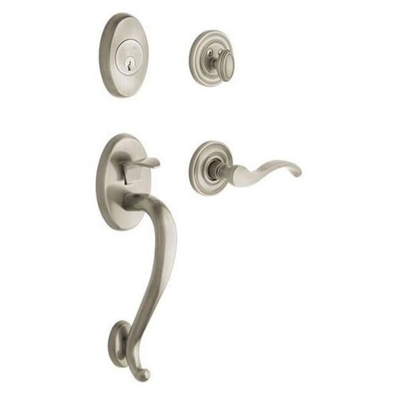 Baldwin 85315056LFD Left Handed Logan Dummy Handleset with Wave Interior Lever - Lifetime Satin Nickel