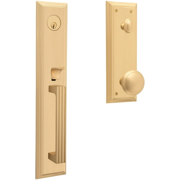 Baldwin 85342033ENTR Tremont Full Plate Single Cylinder Keyed Entry Handleset - Brass