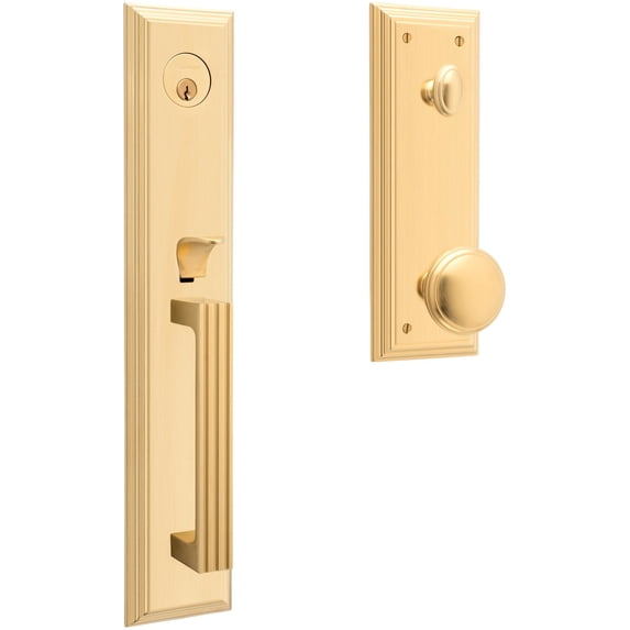 Baldwin 85342044ENTR Tremont Full Plate Single Cylinder Keyed Entry Handleset - Brass