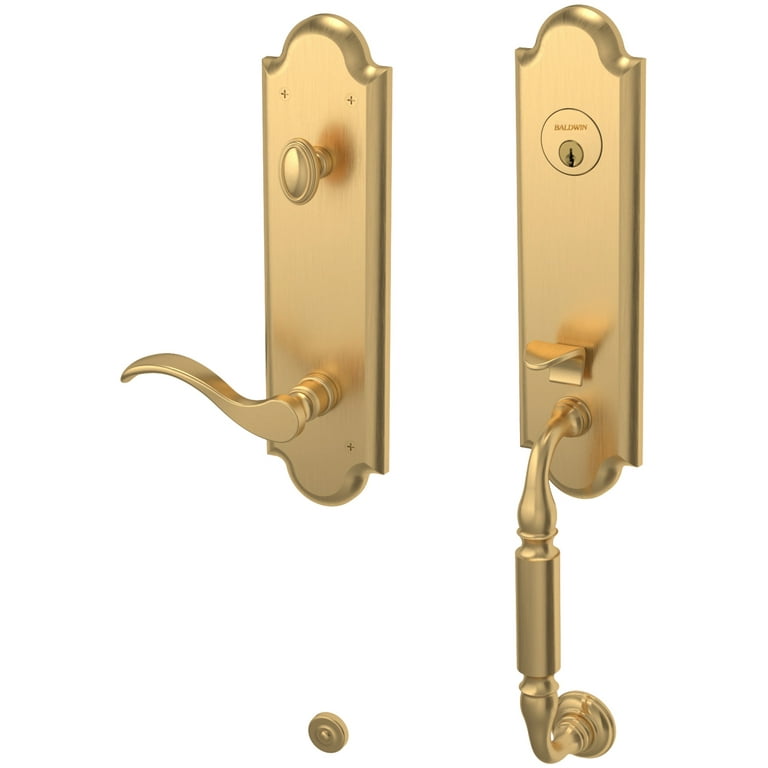 Baldwin      Estate Collection Manchester Single Cylinder Lifetime Polished Brass Left-Handed Door Handleset with Wave Door Lever