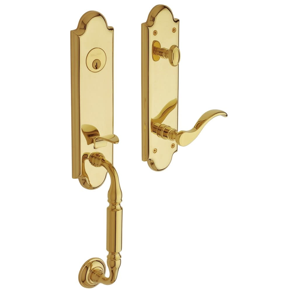 Manchester Polished Brass Dummy Handleset with Wave Lever