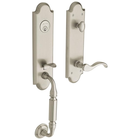 Baldwin 85350056RENT Single Cylinder Entrance Set, Satin Nickel with Lifetime Finish