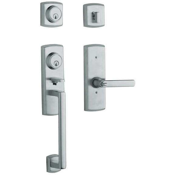 Baldwin 853852602LH Soho Two Point Left Handed Single Cylinder Sectional Handleset with Soho Interior Lever, Polished Chrome