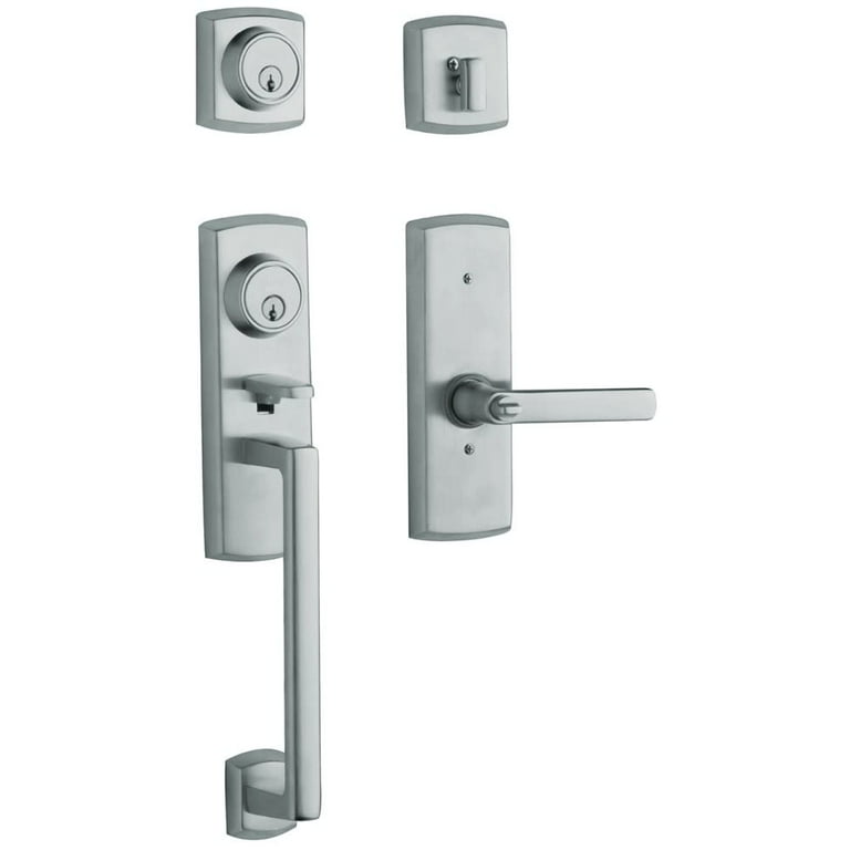 Baldwin Soho 2-Point Lock Single Cylinder Satin Chrome Left-Handed Door Handleset with Soho Door Lever Baldwin Soho 2-Point Lock Single Cylinder Satin Chrome Left-Handed Door Handleset with Soho Door Lever
