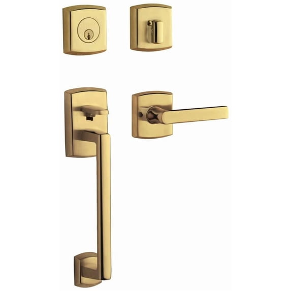 Baldwin 85386031RENT Right H & Entry Soho Single Cylinder Set, Non-Lacquered Brass