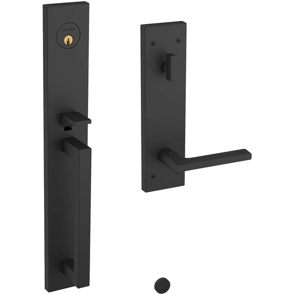 Baldwin 85392190LENT Minneapolis Full Escutcheon Left Hand Single Cylinder Entry Tubular Handleset with 5162 Lever - Satin Black