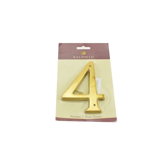 Baldwin 90674031 CD House Number 4, Non-Lacquered Brass